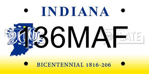136MAF Indiana License Plate