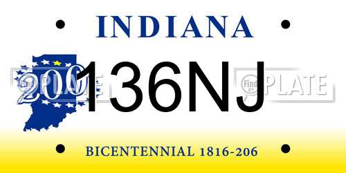 136NJ Indiana License Plate