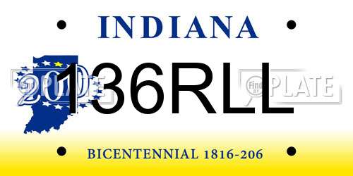 136RLL Indiana License Plate