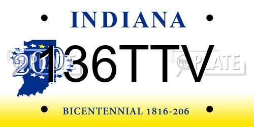 136TTV Indiana License Plate