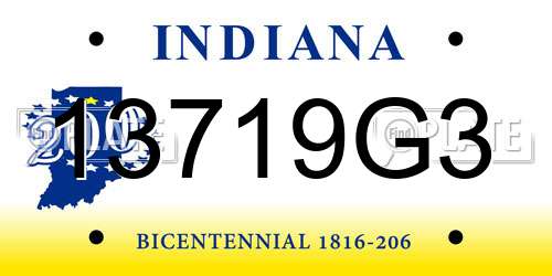 13719G3 Indiana License Plate