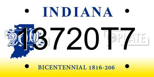 13720T7 Indiana License Plate