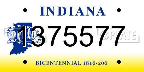1375577 Indiana License Plate