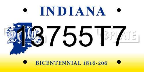 13755T7 Indiana License Plate