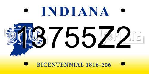 13755Z2 Indiana License Plate