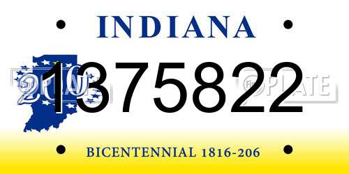 1375822 Indiana License Plate