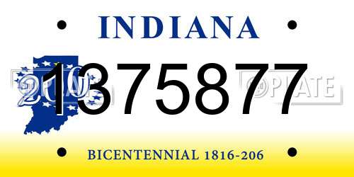 1375877 Indiana License Plate