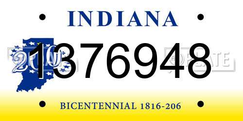 1376948 Indiana License Plate