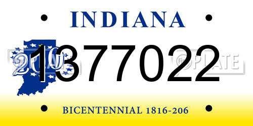 1377022 Indiana License Plate