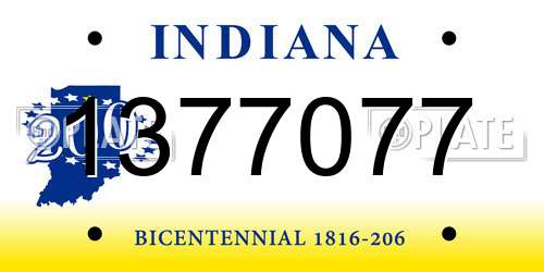 1377077 Indiana License Plate