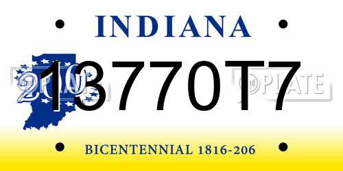 13770T7 Indiana License Plate