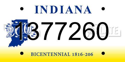 1377260 Indiana License Plate