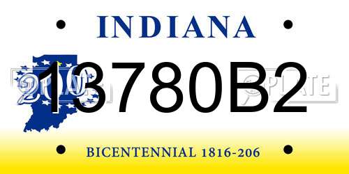13780B2 Indiana License Plate