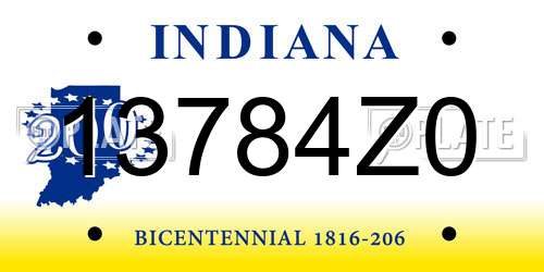 13784Z0 Indiana License Plate