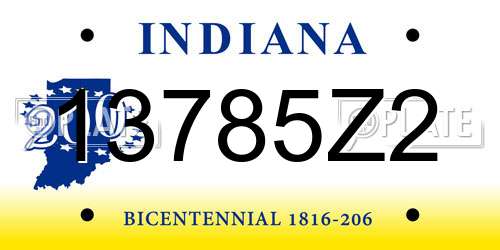 13785Z2 Indiana License Plate