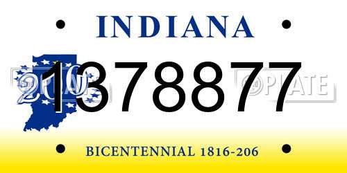 1378877 Indiana License Plate