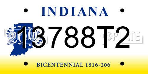 13788T2 Indiana License Plate