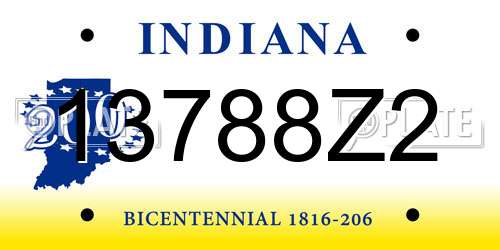 13788Z2 Indiana License Plate