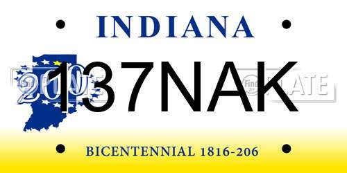 137NAK Indiana License Plate