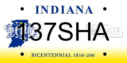 137SHA Indiana License Plate