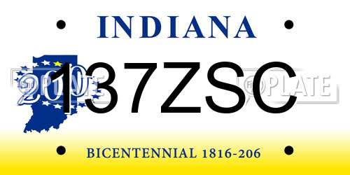 137ZSC Indiana License Plate