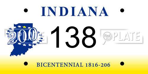 138 Indiana License Plate
