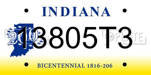 13805T3 Indiana License Plate
