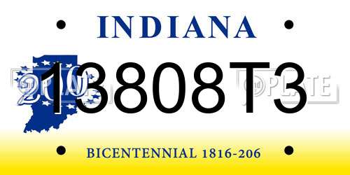 13808T3 Indiana License Plate