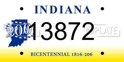 13872 Indiana License Plate