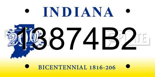 13874B2 Indiana License Plate