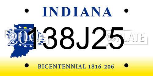 138J25 Indiana License Plate