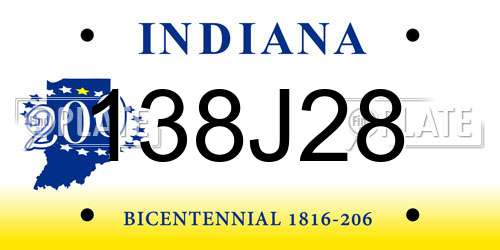 138J28 Indiana License Plate