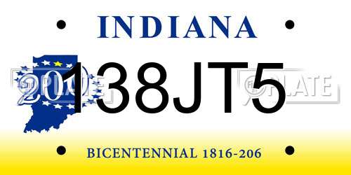 138JT5 Indiana License Plate
