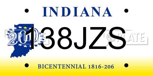 138JZS Indiana License Plate