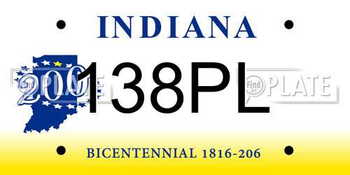 138PL Indiana License Plate