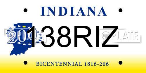 138RIZ Indiana License Plate