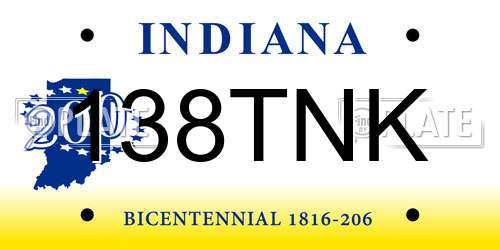 138TNK Indiana License Plate