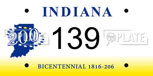 139 Indiana License Plate