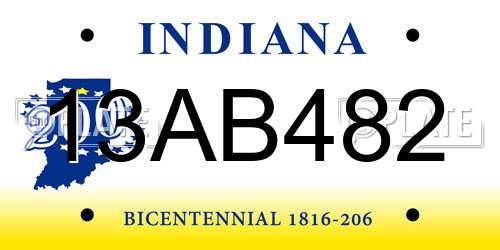 13AB482 Indiana License Plate