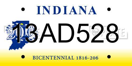 13AD528 Indiana License Plate