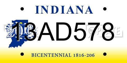 13AD578 Indiana License Plate
