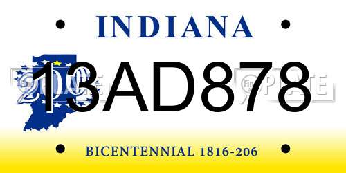 13AD878 Indiana License Plate