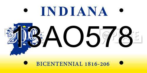 13AO578 Indiana License Plate
