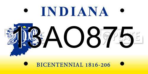 13AO875 Indiana License Plate