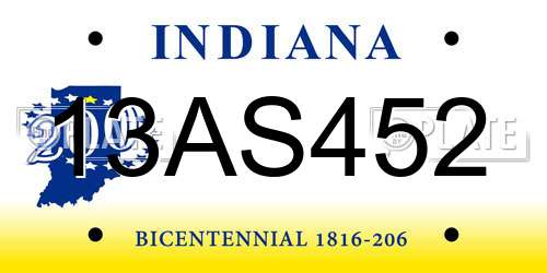 13AS452 Indiana License Plate