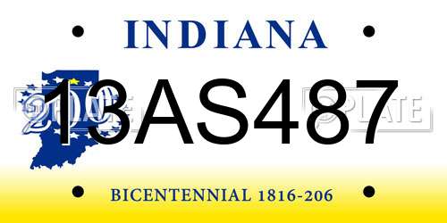 13AS487 Indiana License Plate