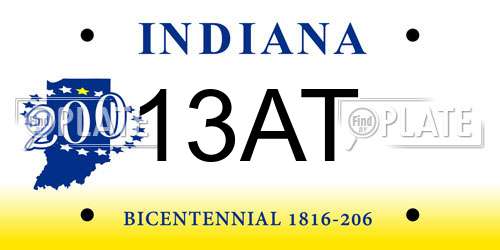 13AT Indiana License Plate