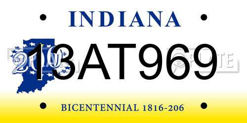 13AT969 Indiana License Plate