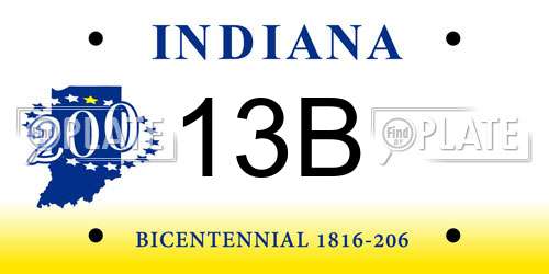 13B Indiana License Plate