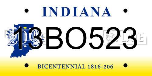 13BO523 Indiana License Plate